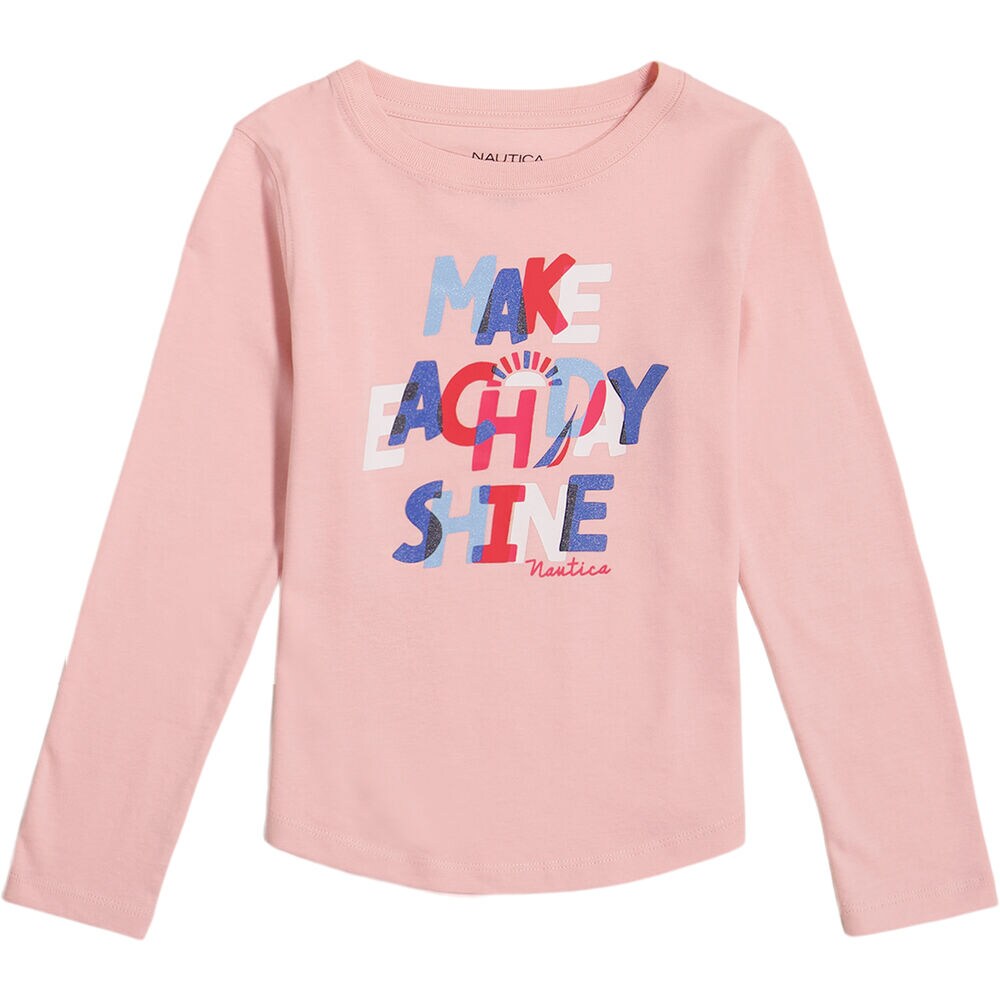 LITTLE GIRLS' GRAPHIC LONG-SLEEVE T-SHIRT (4-6x),Tomato,large