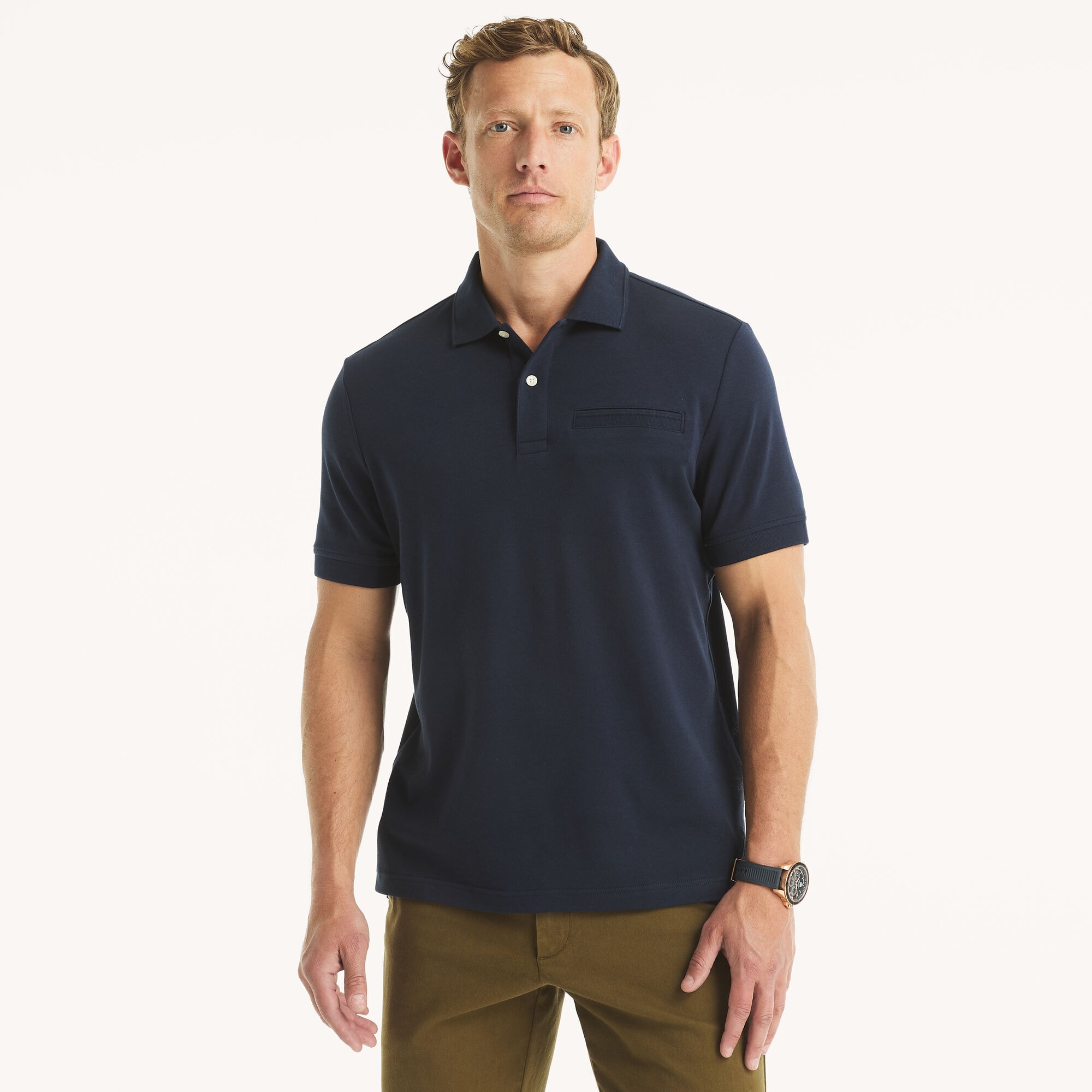 Classic Fit Interlock Polo,Stellar Blue Heather,large