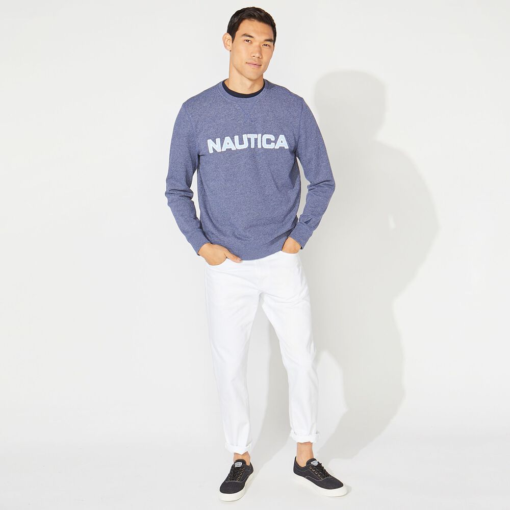 SOLID CREWNECK SWEATSHIRT,J Navy,large