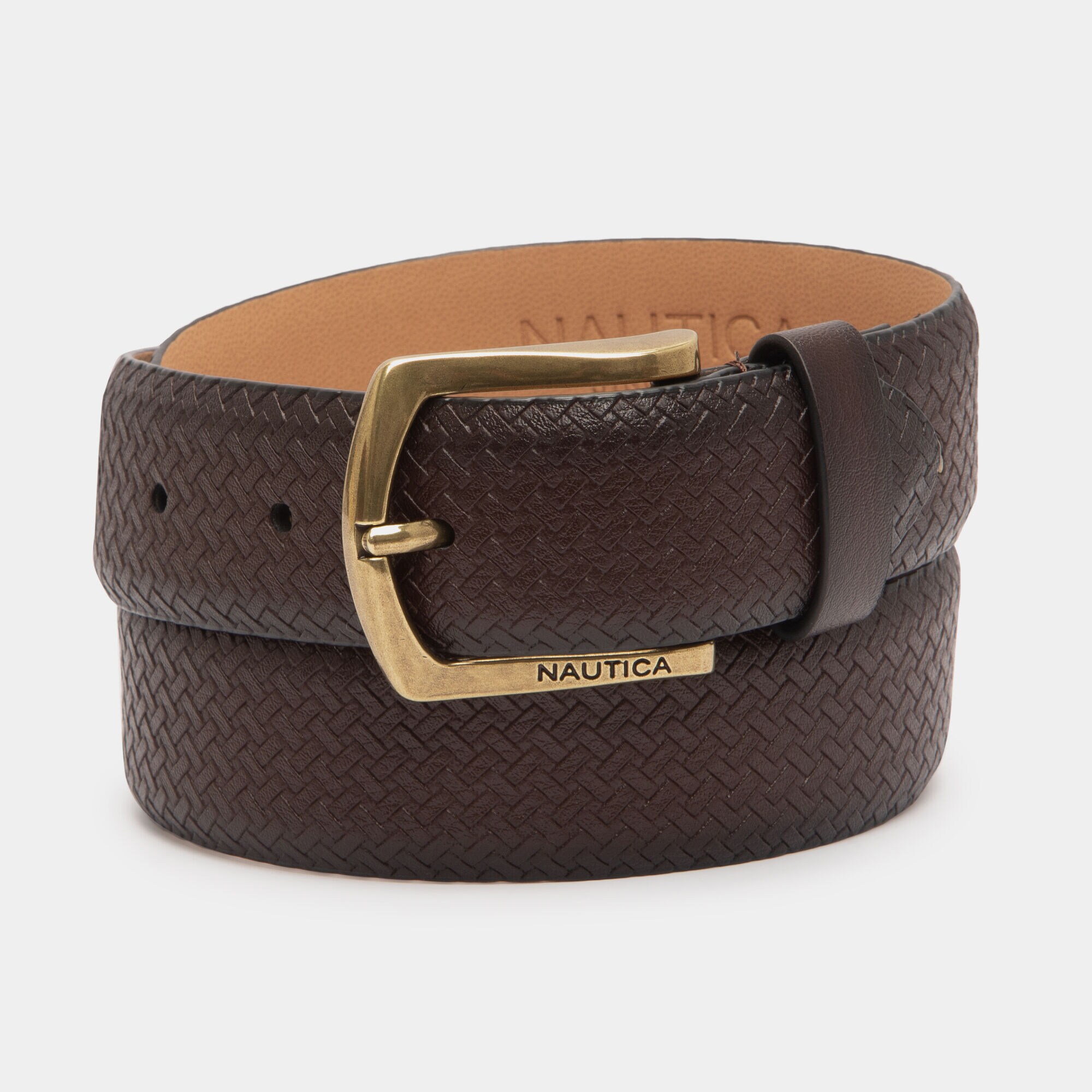 BASKETWEAVE BELT,Brown Stone,large