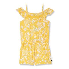 Girls' Floral Off-the-Shoulder Romper,Empire Gold,large