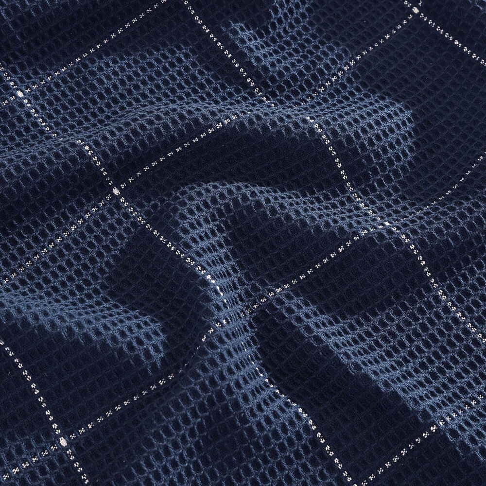 Bridgeport Waffle Grid Navy Full/Queen Blanket,Bali Bliss,large