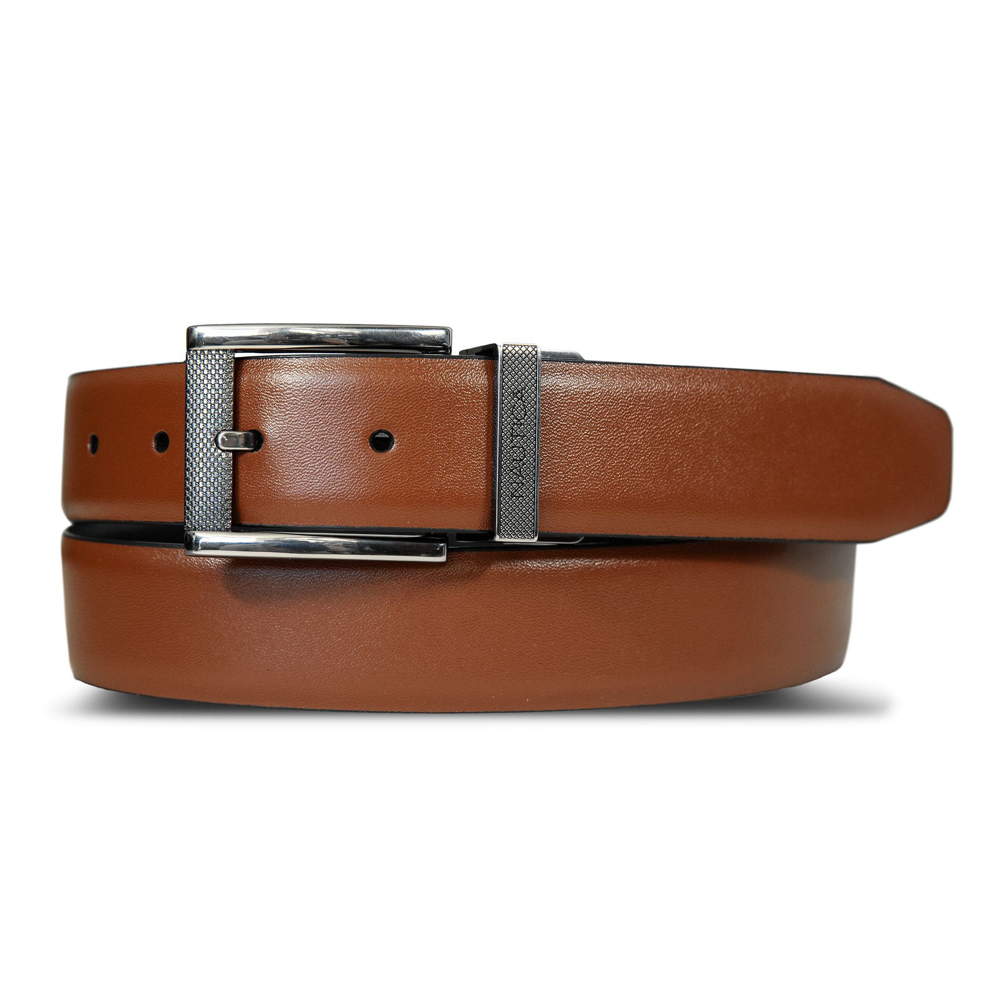 Reversible Leather Belt,Khaki Beach,large