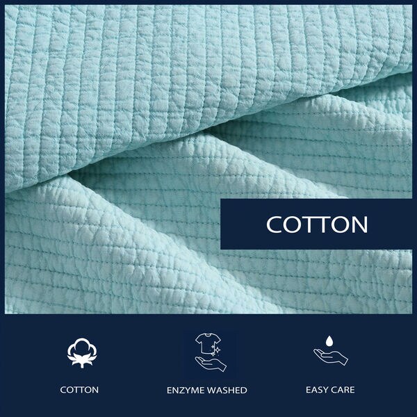 Seashore Stitch Green King Quilt Set