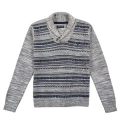 Little Boys' Reverse Stripe Sweater (4-7),Grey Heather,large