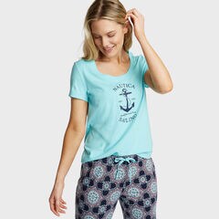 Pajama Set in May Tile Print,Sapphire/Pitch Yellow,large