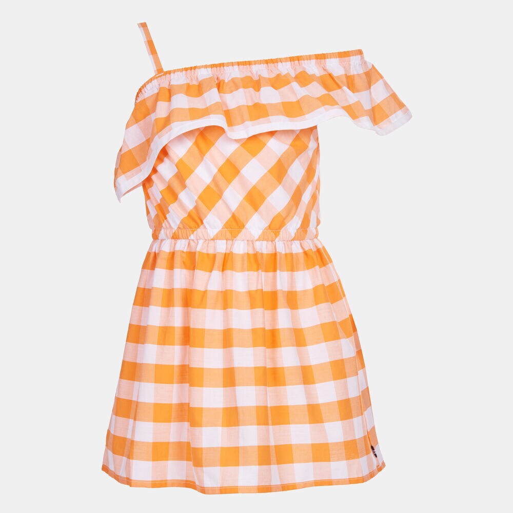 LITTLE GIRLS' GINGHAM RUFFLE ONE SHOULDER DRESS (4-7),Life Vest Wintl,large