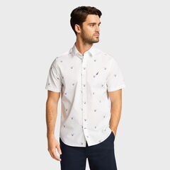 Wrinkle-Resistant Short Sleeve Classic Fit Shirt,Bright White,large