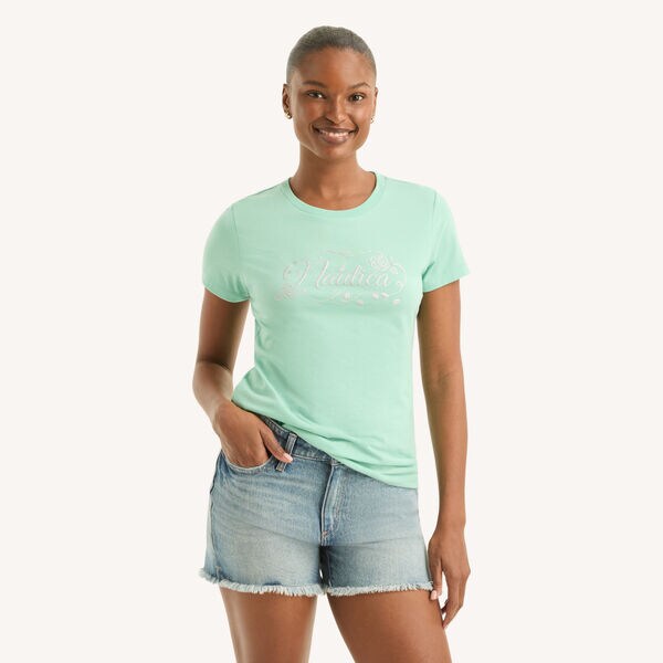 Script Logo Metallic Puff Graphic T-Shirt