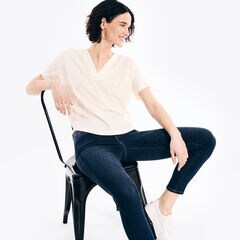 V-Neck Top,Almond,large