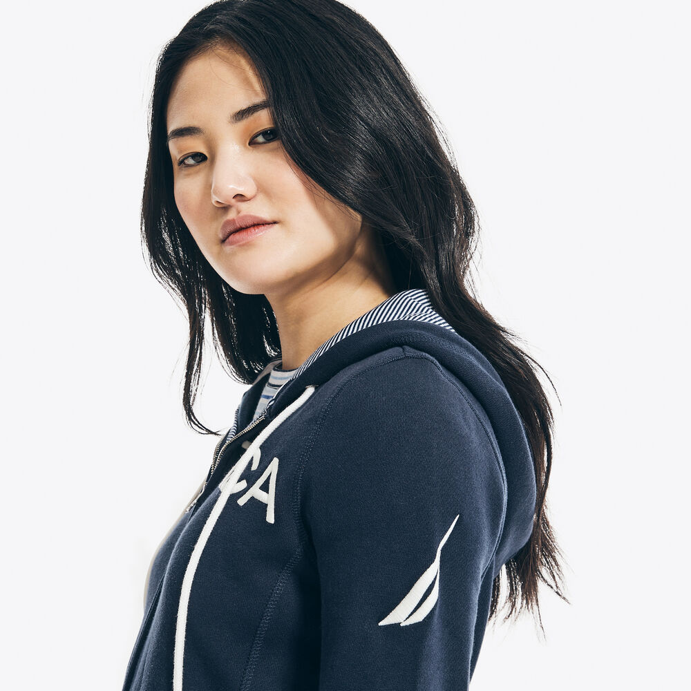 LOGO FULL-ZIP HOODIE,Stellar Blue Heather,large