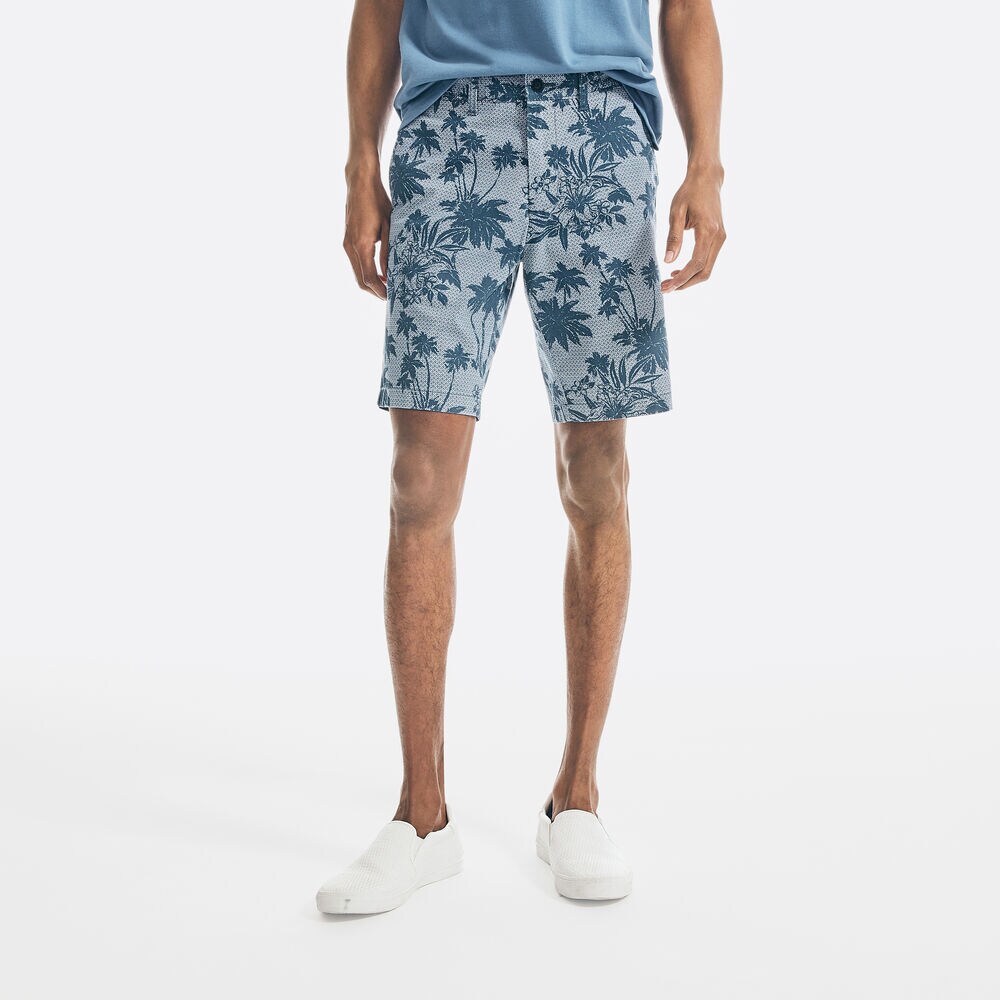 9.5" PALM TREE PRINT SHORT,Lapis Blue,large