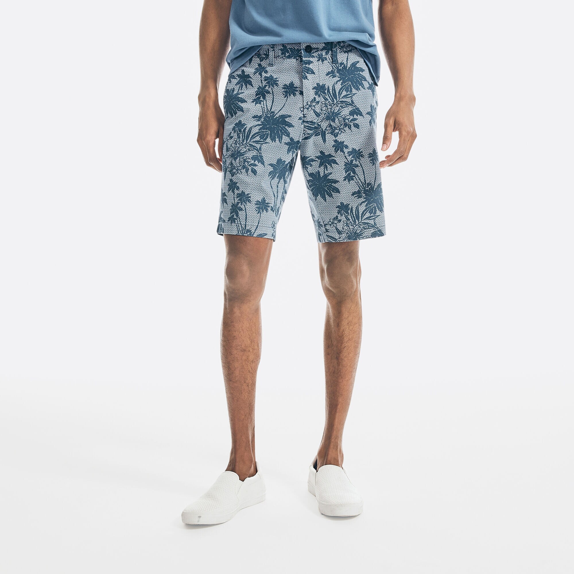 9.5" PALM TREE PRINT SHORT,Lapis Blue,large