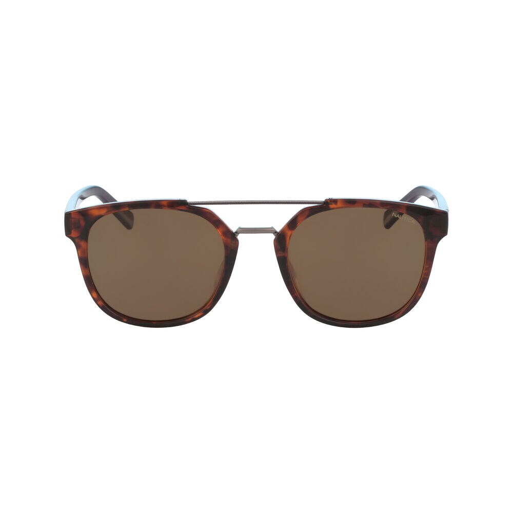 Round Sunglasses with Brow Bar,Sable Heather,large