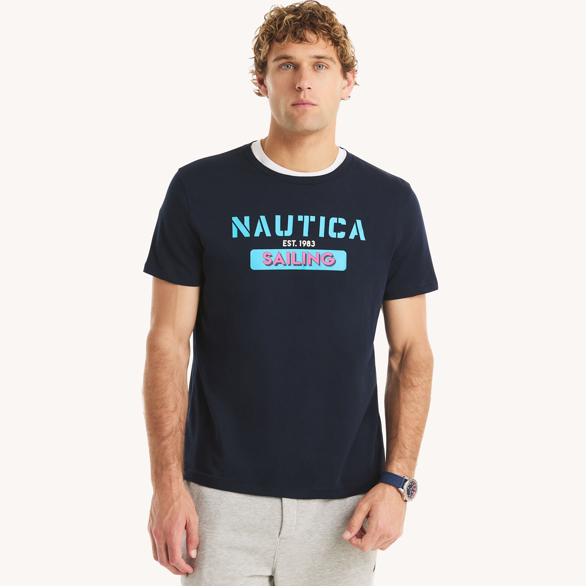 Logo Graphic T-Shirt,Stellar Blue Heather,large