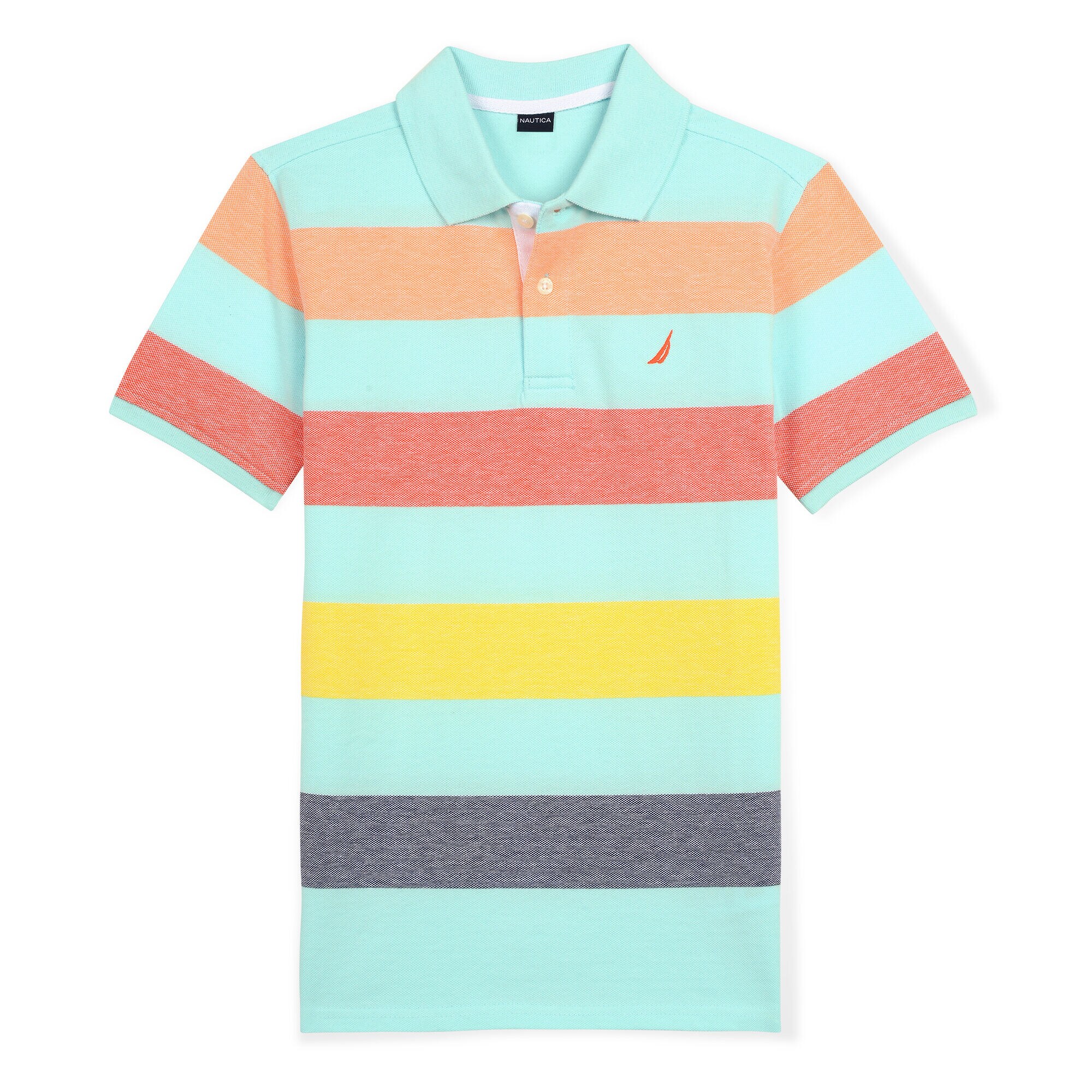Little Boys' Nicholas Polo in Multicolor Stripe (4-7),Cargo Green,large