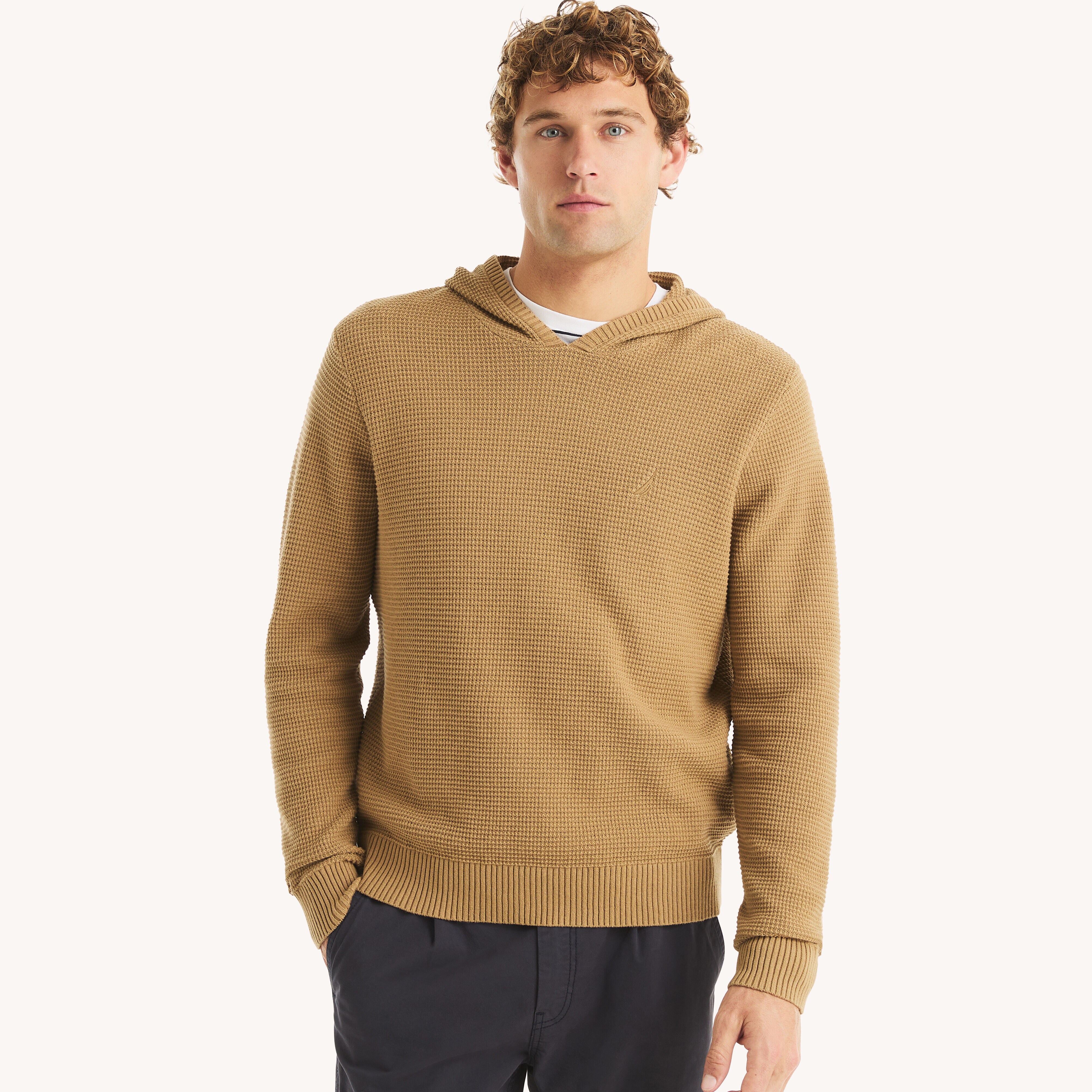 A|X】Thermal henry neck knit hoodie M