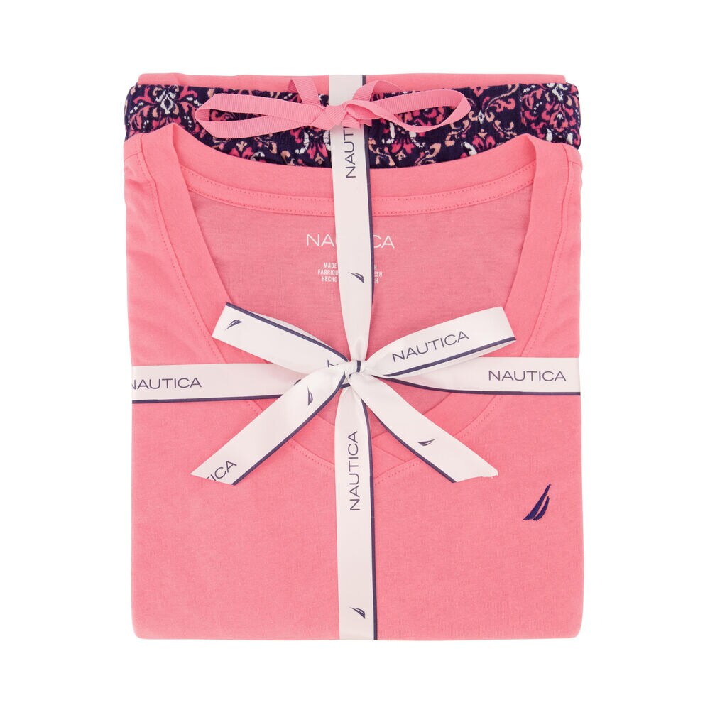 PRINTED PAJAMA PANT SET,Sapphire/Pitch Yellow,large