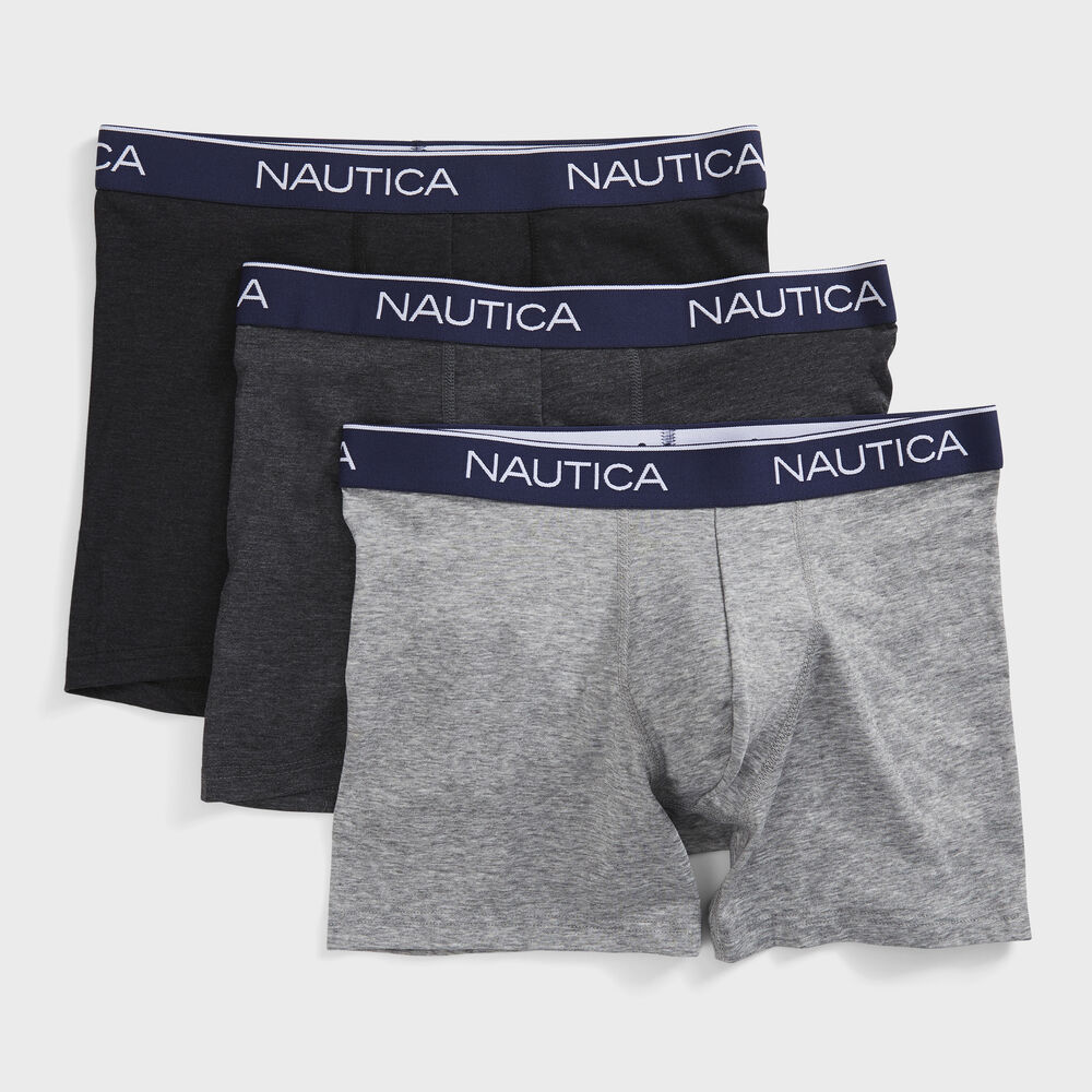 LOGO WAIST HEATHERED BOXER BRIEFS, 4-PACK,Raisin,large