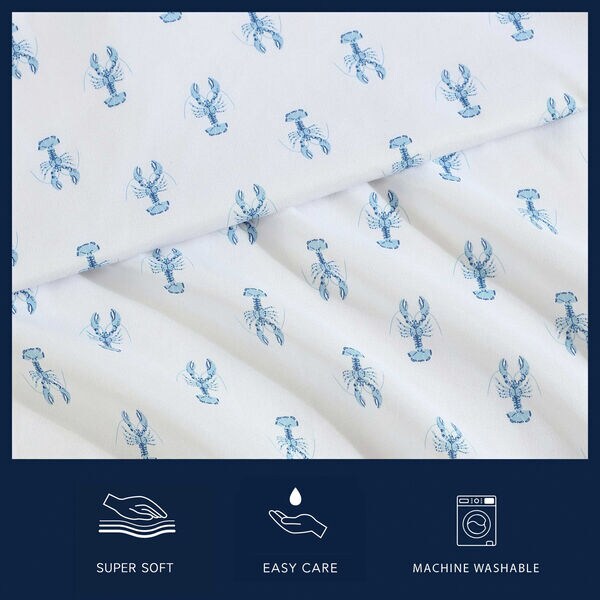 Nantucket Lobster Blue Twin XL Sheet Set