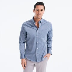 CLASSIC FIT WRINKLE-RESISTANT PRINTED SHIRT,Estate Blue,large