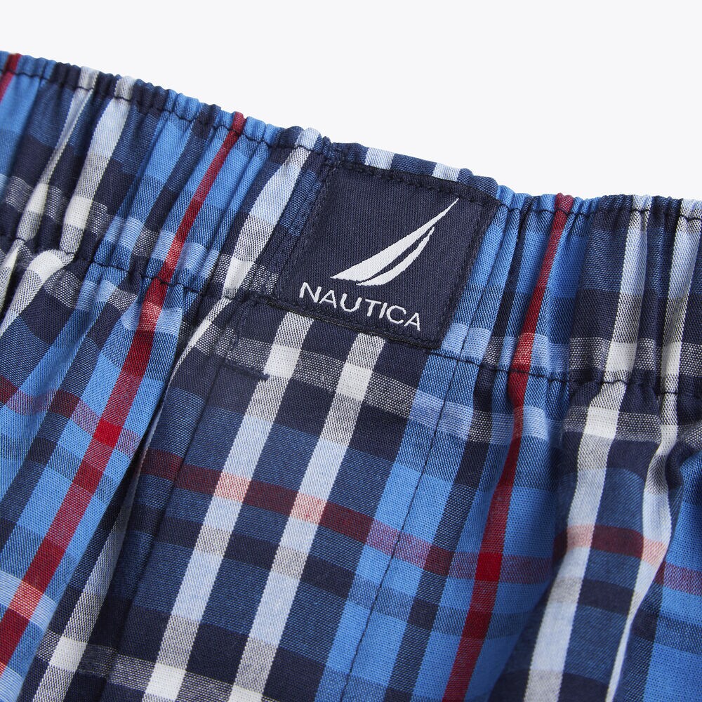 PLAID COTTON BOXER,Distressed Blue Wash,large