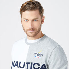 NAUTICA LOGO COLORBLOCK SWEATSHIRT,Grey Heather,large