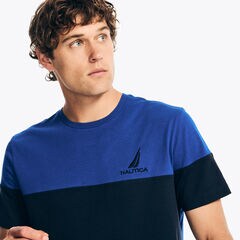 Colorblock Crewneck T-Shirt,Bright Cobalt,large