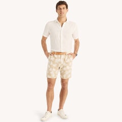 8.5" Printed Linen Deck Short,Woodsage,large