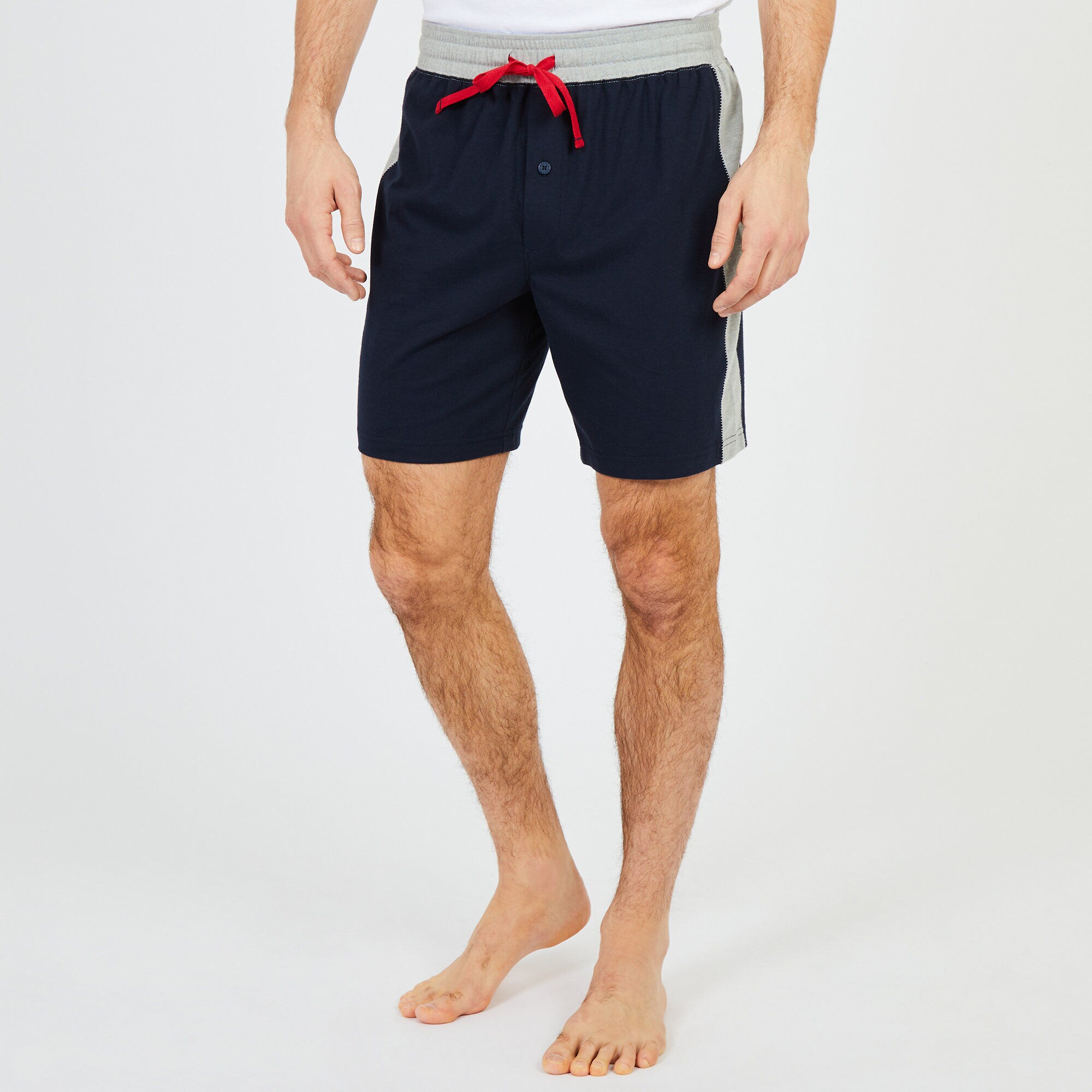 Colorblock Pajama Shorts,Navy,large
