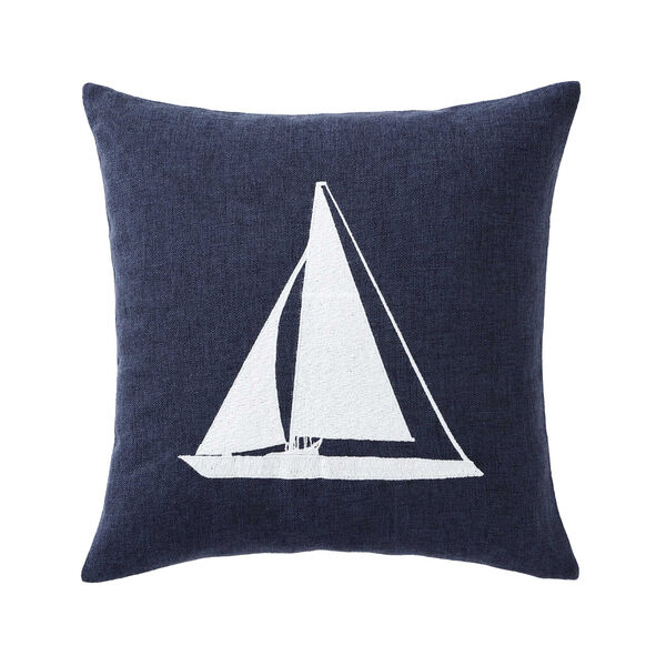 Sailboat Horizons Navy Decorative Pillow