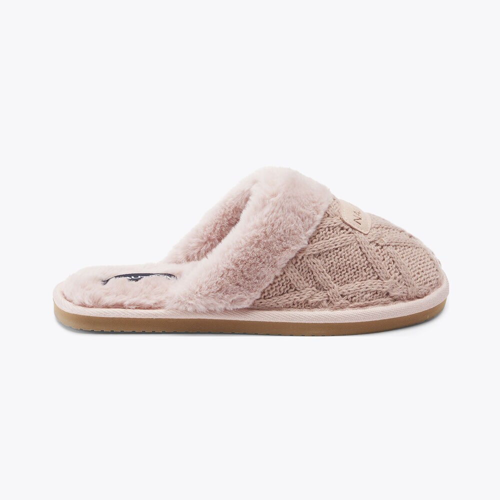 WOOL KNIT SLIPPER,Mauve Glow,large