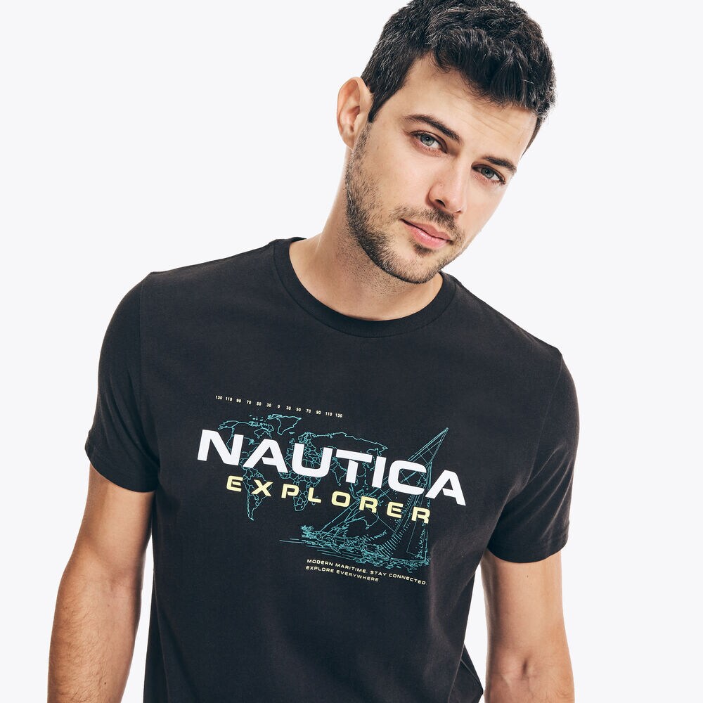 NAUTICA EXPLORER GRAPHIC T-SHIRT,True Black,large