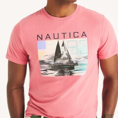 Neon Sailing Graphic T-Shirt,Desert Rose,large