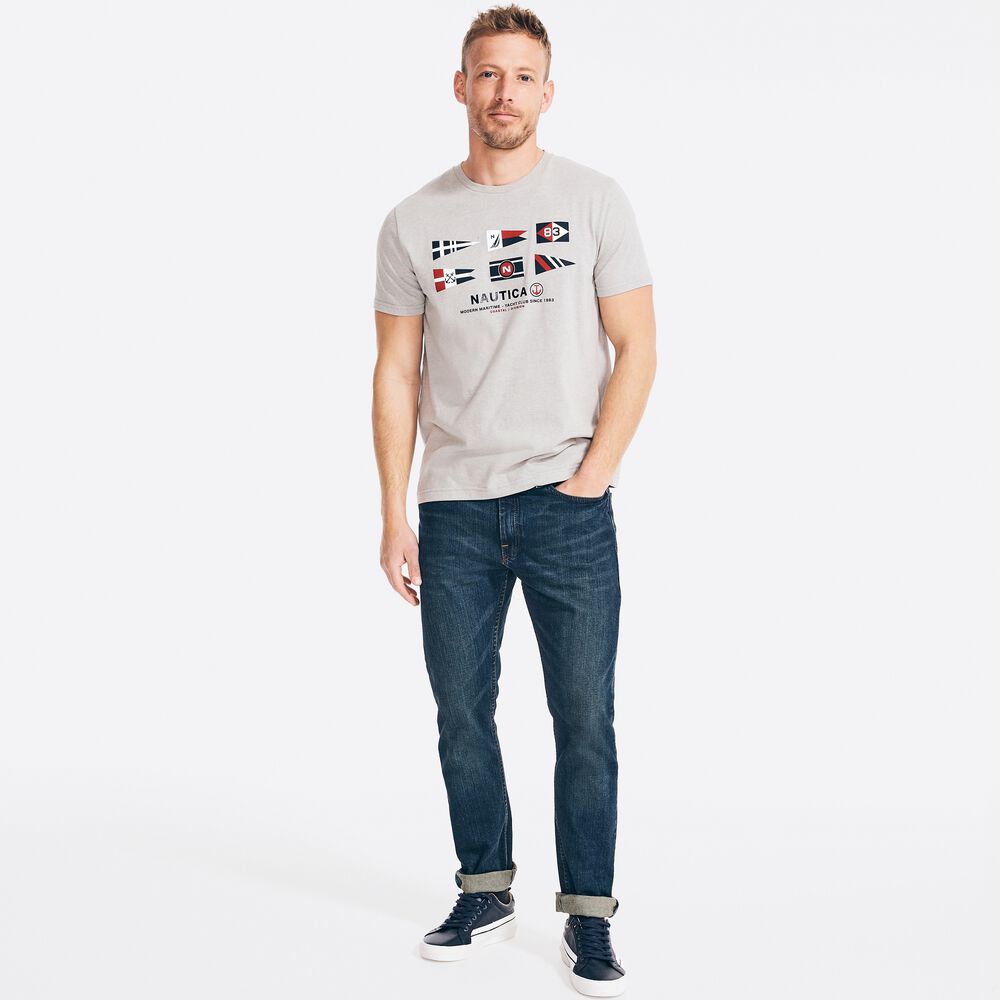 SUSTAINABLY CRAFTED FLAG GRAPHIC T-SHIRT,Grey Heather,large