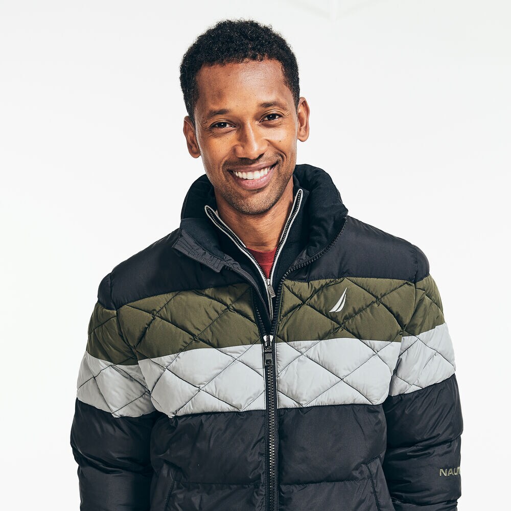 STRIPED TEMPASPHERE BOMBER JACKET,True Black,large