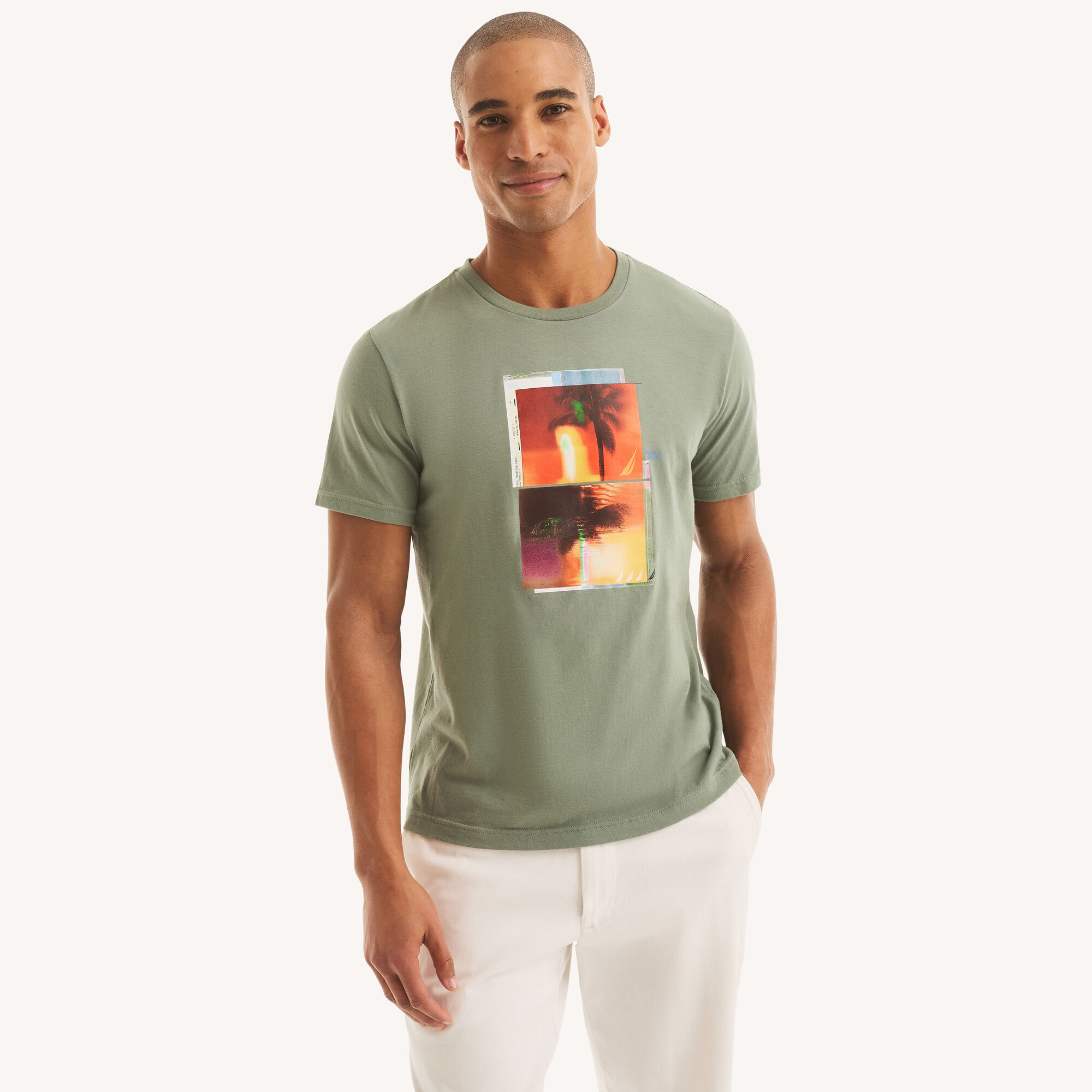 Palm Tree Graphic T-Shirt,Jade Forest Heather,large