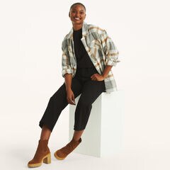 Plaid Shacket,Grey Ice,large