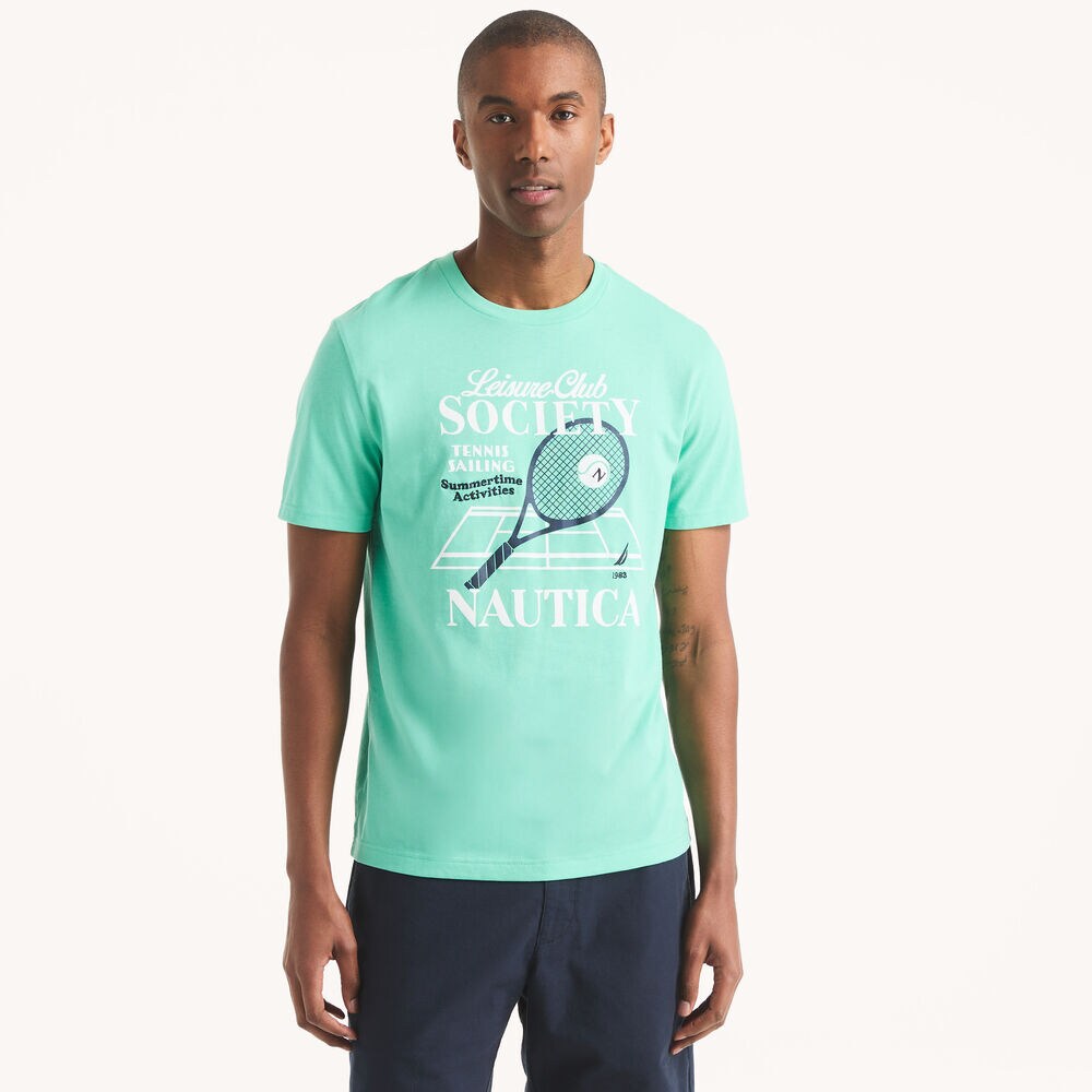Tennis Graphic T-Shirt,Mint Spring,large