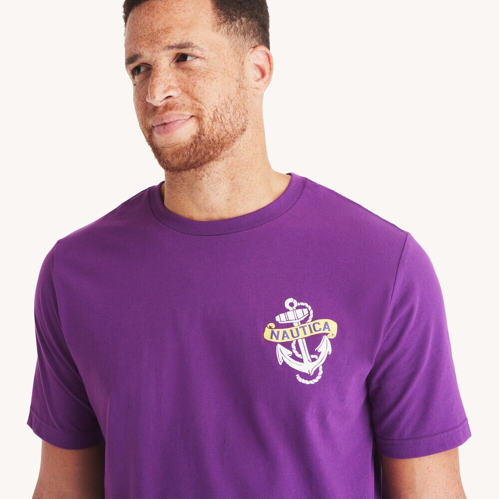 Big & Tall Sailing Graphic T-Shirt,Plum Classico,large