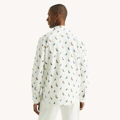 Printed Oxford Shirt,Bright White,large