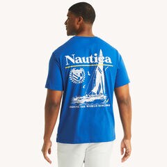 Big & Tall Sailing Graphic T-Shirt,Bolt Blue,large