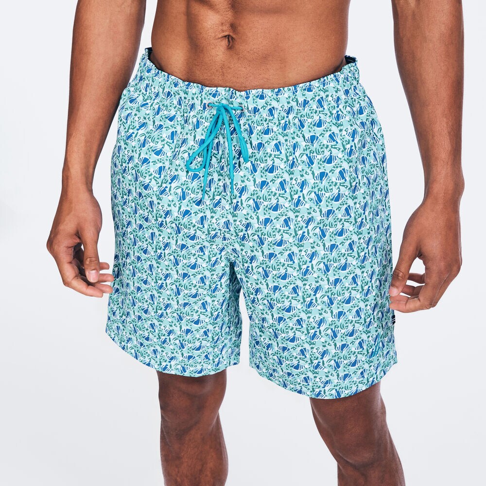 8" SUSTAINABLY CRAFTED FISH PRINT SWIM,South Beach Aqua,large