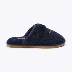 WOOL KNIT SLIPPER,Navy,large