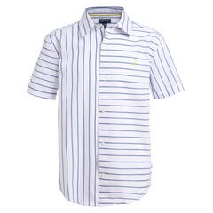 BOYS' STRIPED BACK GRAPHIC SHORT SLEEVE SHIRT (8-20),Antique White Wash,large
