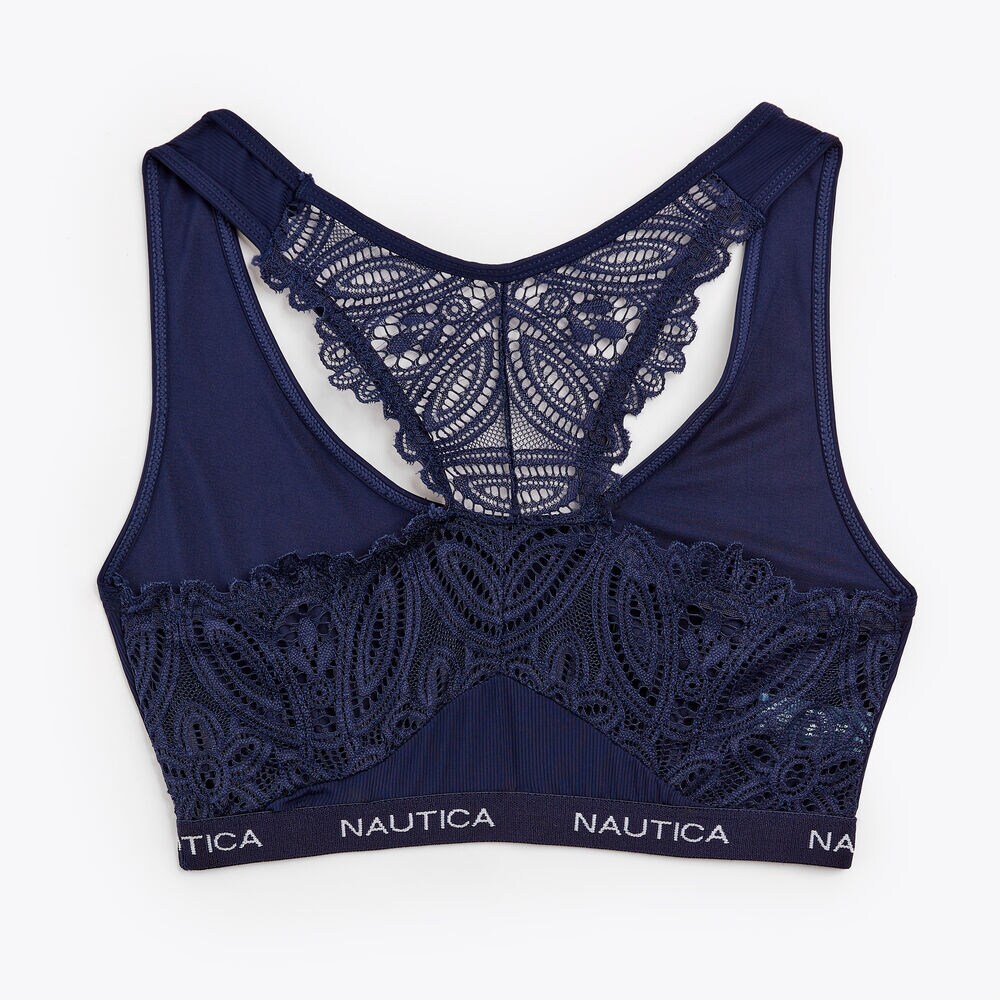 LASER-CUT LACE RACERBACK BRALETTE, 2-PACK,Workshirt Blue,large