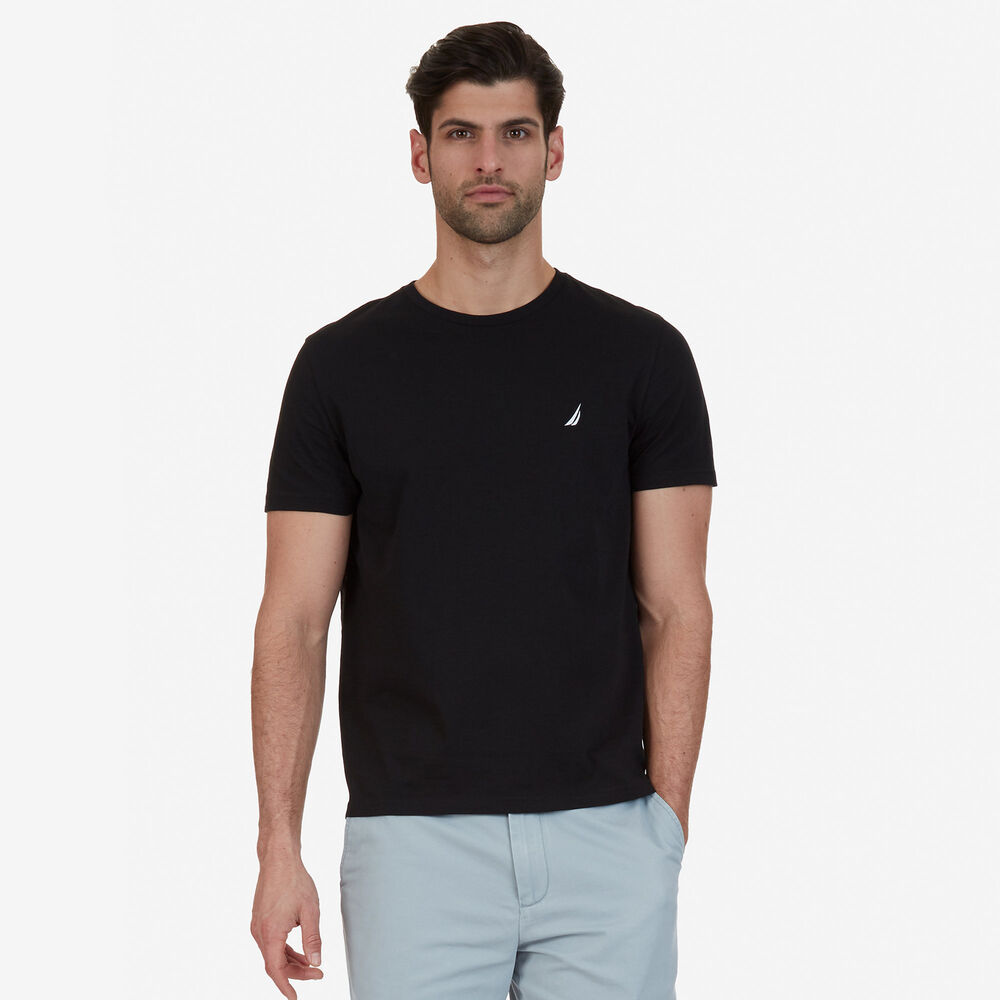 Big & Tall Short Sleeve Crewneck Logo T-Shirt,True Black,large