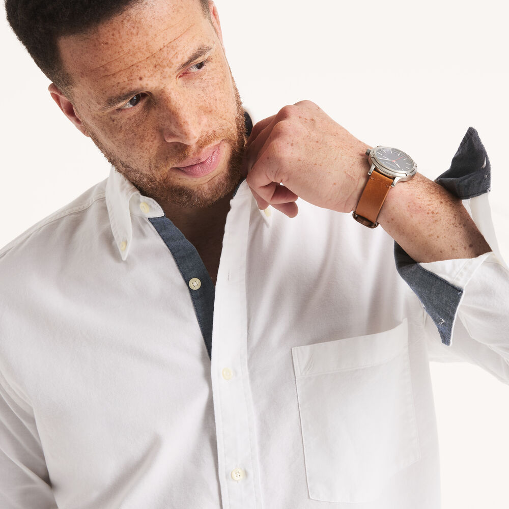 Big & Tall Anchor Solid Oxford Classic Fit Button Down,Bright White,large