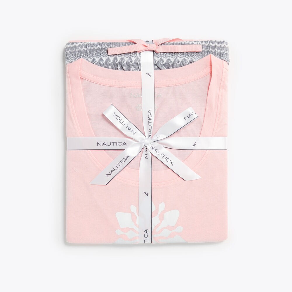 PRINTED PAJAMA PANT SET,Fog,large