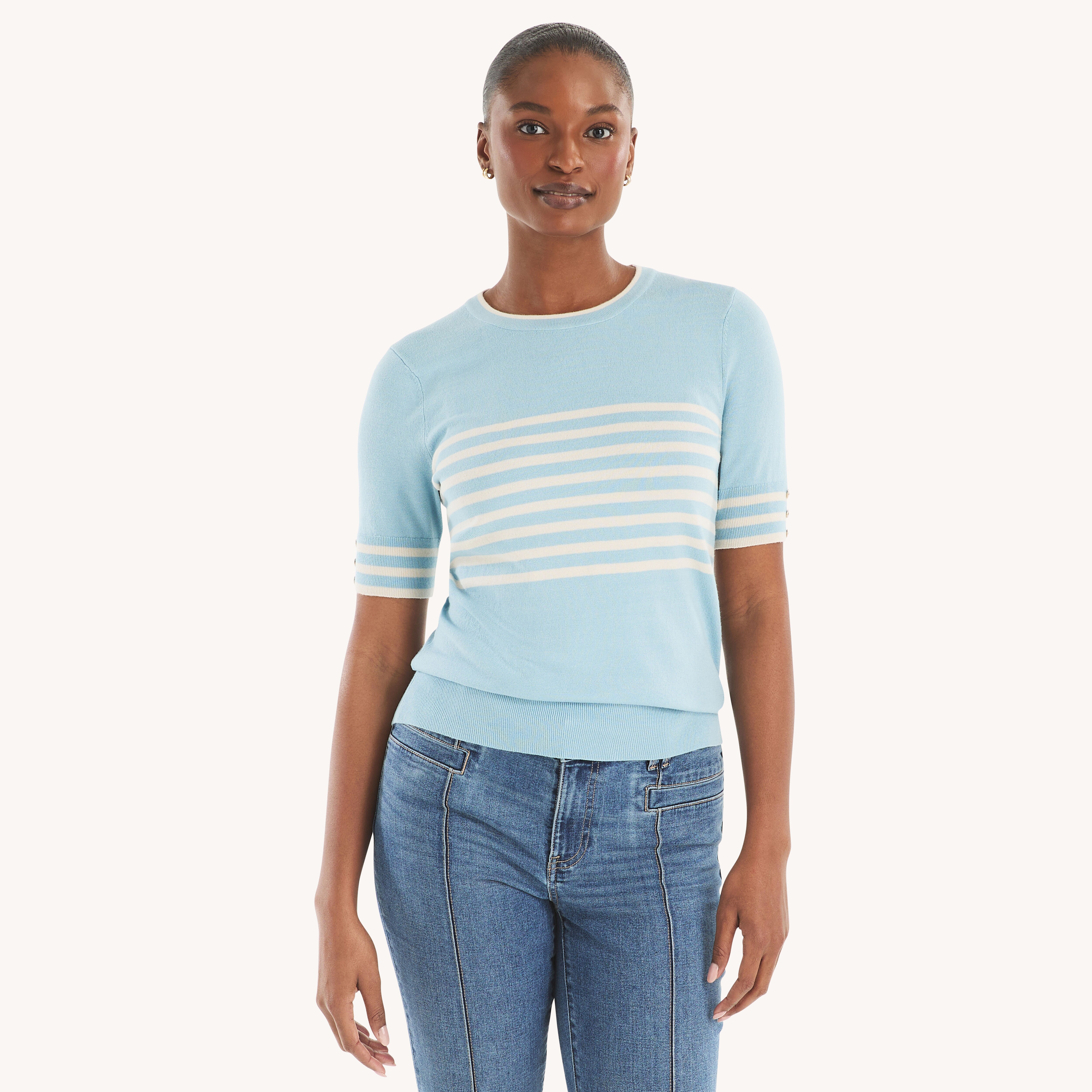 Striped Short-Sleeve Sweater | Nautica
